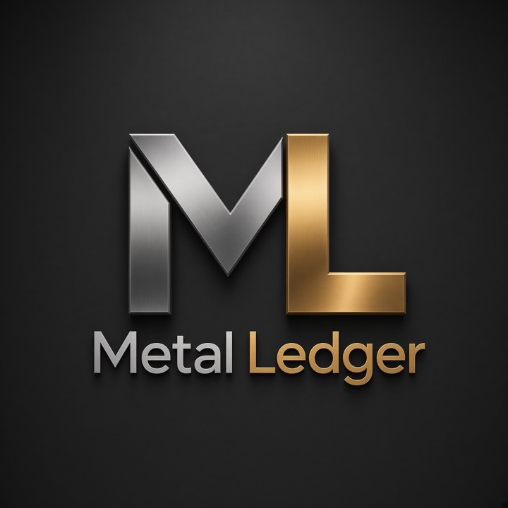 Metal Ledger — silver M, gold L monogram
